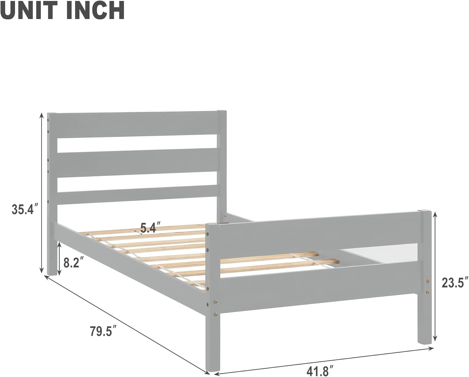 Base de cama individual de madera para niños, marco de cama de plataforma individual con cabecero de diseño ahuecado y estribo para niños y niñas,