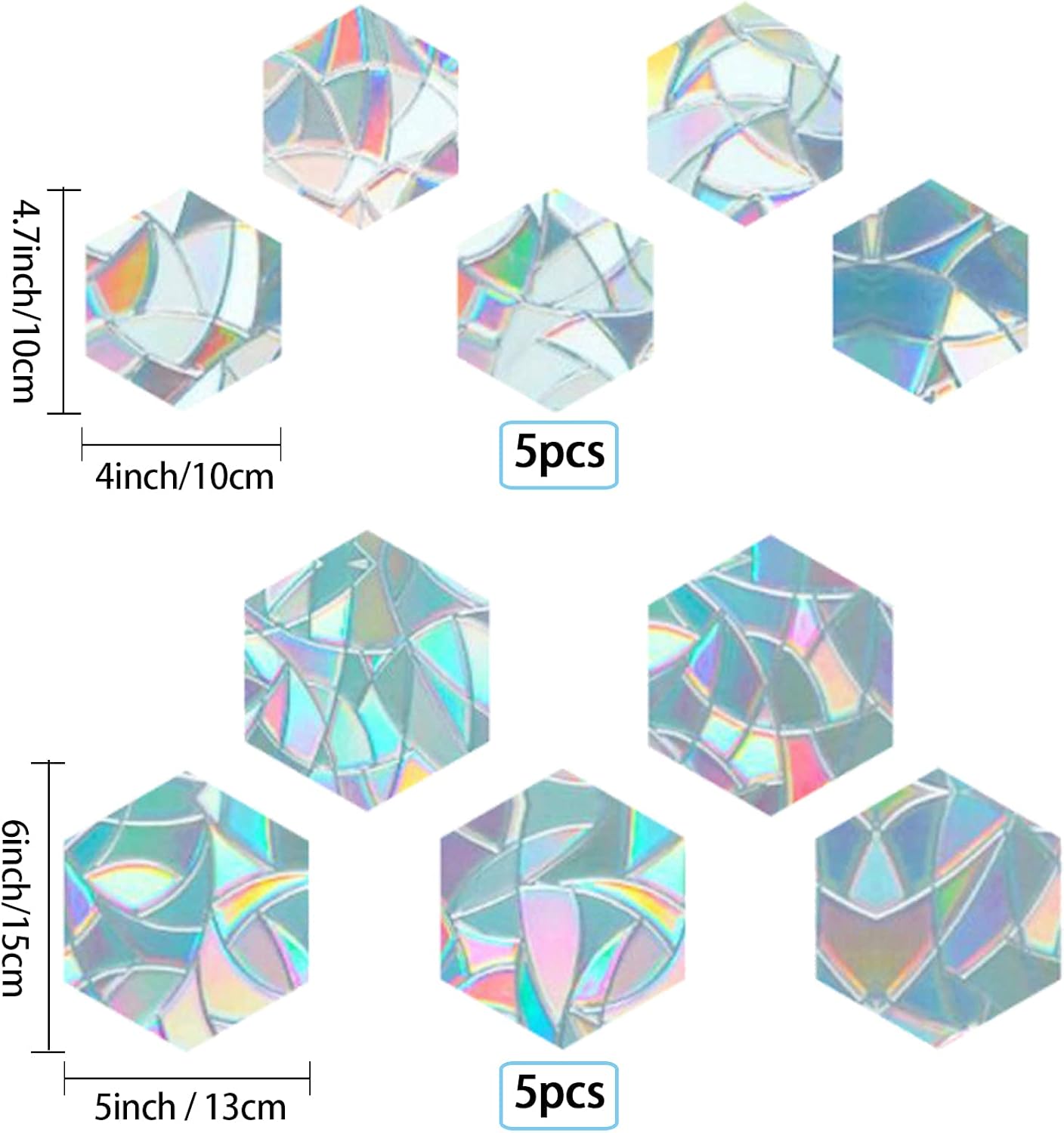 GORGECRAFT Adhesivos de cristal de arco iris estático para ventana, adhesivos de alerta anticolisión 3D, vinilo prismático no adhesivo para evitar