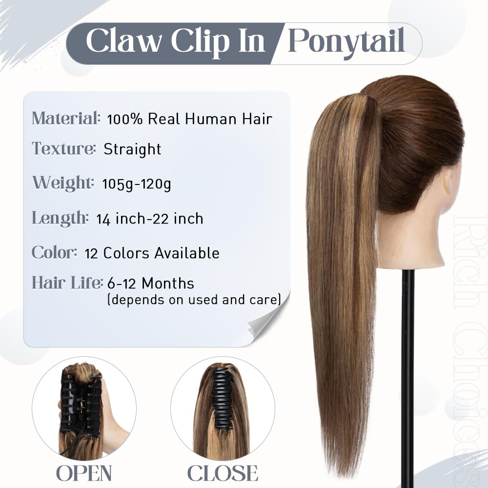 Extensión de cola de caballo de pelo humano con peineta y listón para atarse para niñas y mujeres, 1 pieza de pelo lacio y largo color negro oscuro