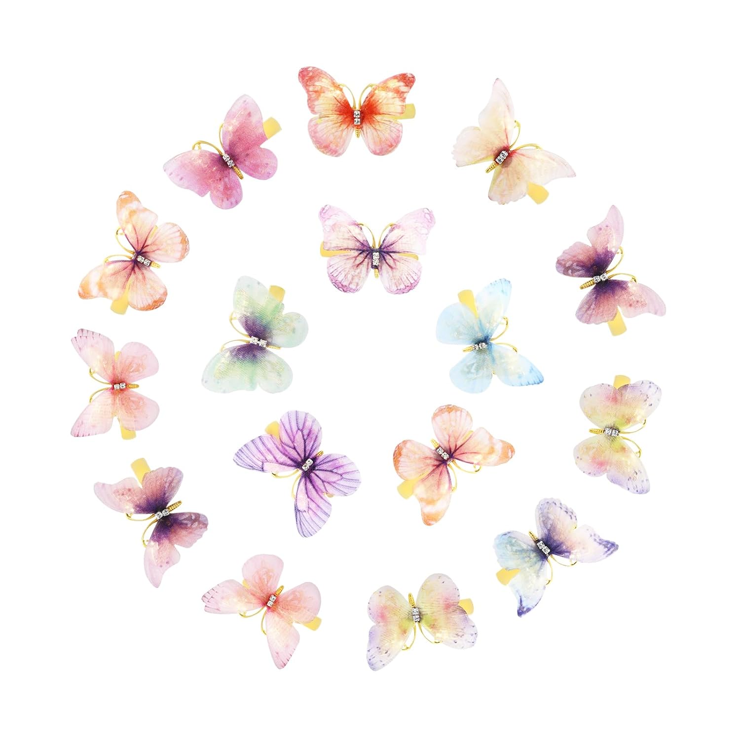 12 pinzas decorativas de mariposa para el cabello para adolescentes, accesorios para el cabello de niñas hechas a mano para cabello fino, pequeñas