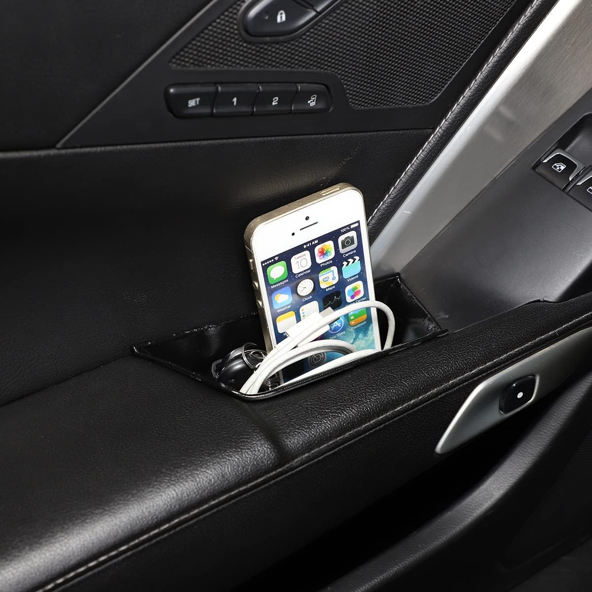 TINKI Bandeja de almacenamiento de reposabrazos de puerta interior de ABS compatible con C7 Corvette Stingray Chevrolet 2014-2019 Z06Grand Sport