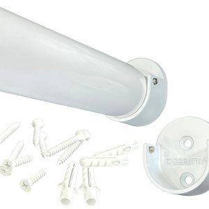 Corte personalizado  Hasta 72 pulgadas  Barra de armario blanca brillante resistente  1.260 in de diámetro  con soportes extremos a juego Corte personalizado  Hasta 72 pulgadas  Barra de armario blanca brillante resistente  1.260 in de diámetro  con soportes extremos a juego