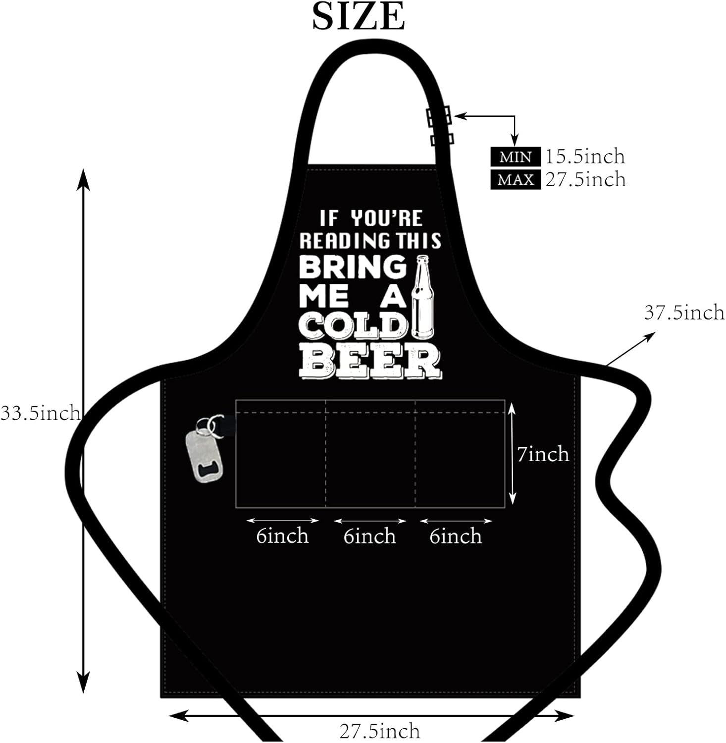 Delantales divertidos para hombres con 3 bolsillos grandes  Barbacoa, parrilla y cocina  Delantal de cocina de chef  Regalo para hombres y papá
