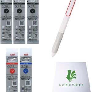 Uni Jetstream EDGE3 – Bolígrafo a base de aceite de 0.011 in, cuerpo blanco y rojo + repuestos negrorojoazul, juego de notas adhesivas Uni Jetstream EDGE3 – Bolígrafo a base de aceite de 0.011 in, cuerpo blanco y rojo + repuestos negrorojoazul, juego de notas adhesivas