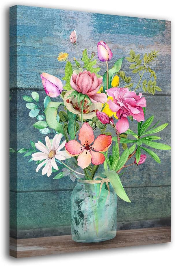 Lienzo decorativo para pared de sala de estar, lienzo de flores rosas, decoración de pared para decoración de dormitorio, lienzo floral rosa, arte