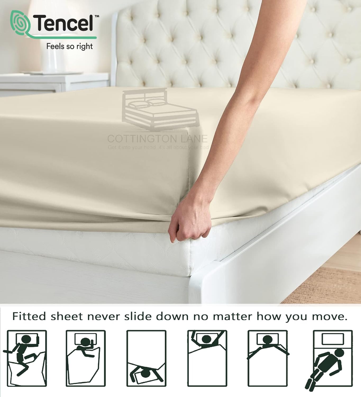 Sábanas Tencel de tamaño matrimonial, sábanas certificadas 100% Tencel Lyocell – Sábanas de eucalipto para todas las estaciones – Juego de sábanas
