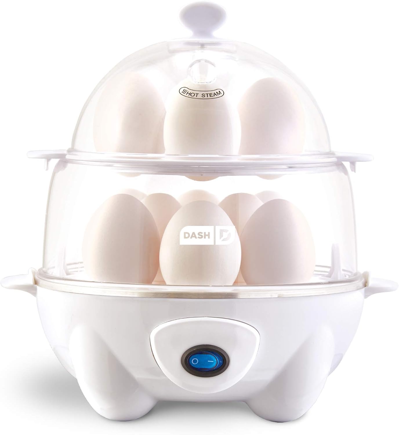 Dash Olla de huevos rápida de lujo, olla de huevos blanca y rápida olla eléctrica de huevos de 6 huevos para huevos duros duros, huevos escalfados,