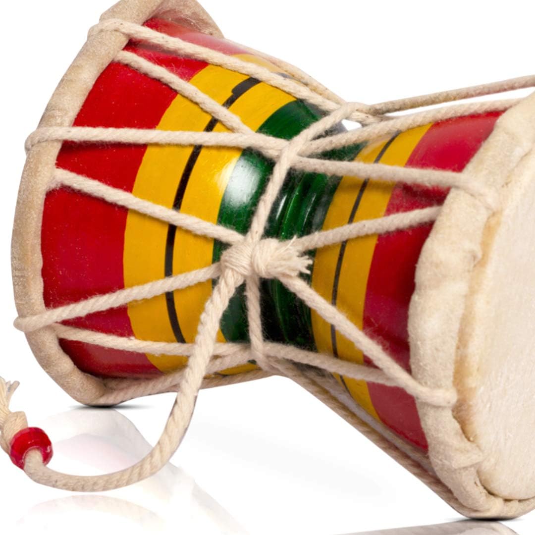 Hecho a mano de madera y cuero clásico indio folk dumroo damroo damaru mano batería percusión decorativa coleccionable Showpiece Instrumentos