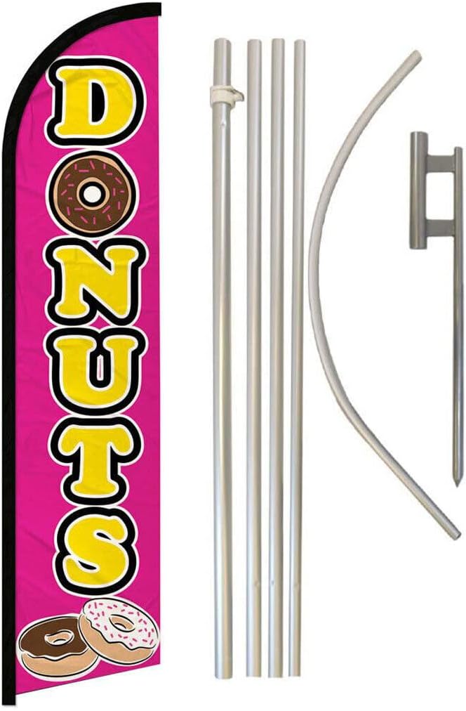 Premium Pink) Windless Flag & 16′ Flagpole KitGround