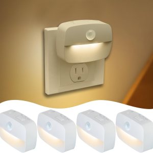 Sossi Paquete de 4 luces nocturnas con sensor de movimiento, atenuación continua de 10 a 60 lúmenes, 3 modos de luz con memoria, luces nocturnas Sossi Paquete de 4 luces nocturnas con sensor de movimiento, atenuación continua de 10 a 60 lúmenes, 3 modos de luz con memoria, luces nocturnas