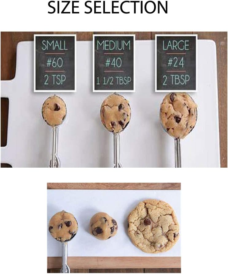 Cuchara para galletas de acero inoxidable 188 para hornear – Tamaño grande – Cuchara para masa de galletas duradera – 4 cucharas