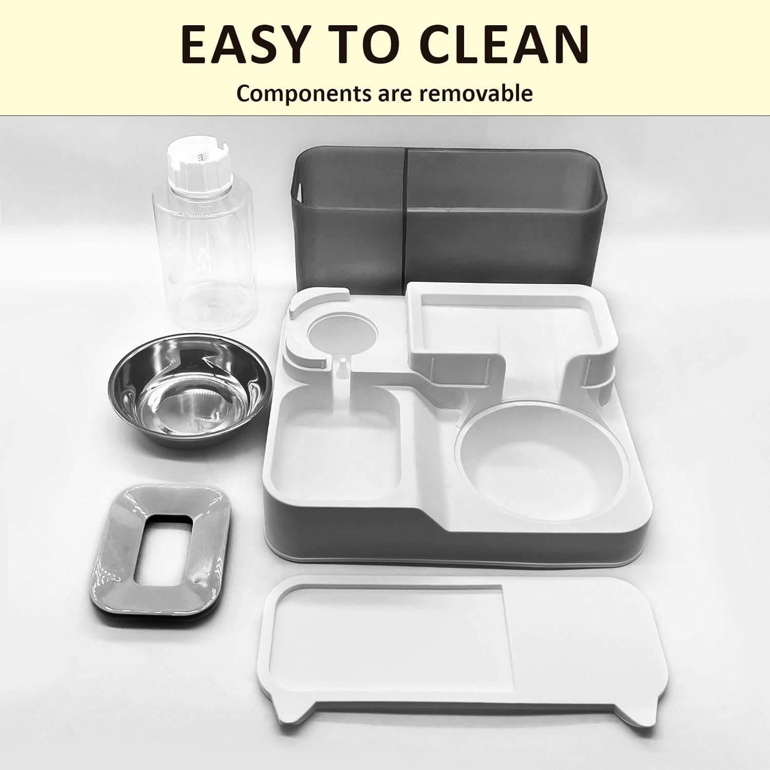 kathson Juego de dispensador automático de comida y agua todo en uno para gatos, alimentador por gravedad para gatos con cuenco de acero inoxidable,