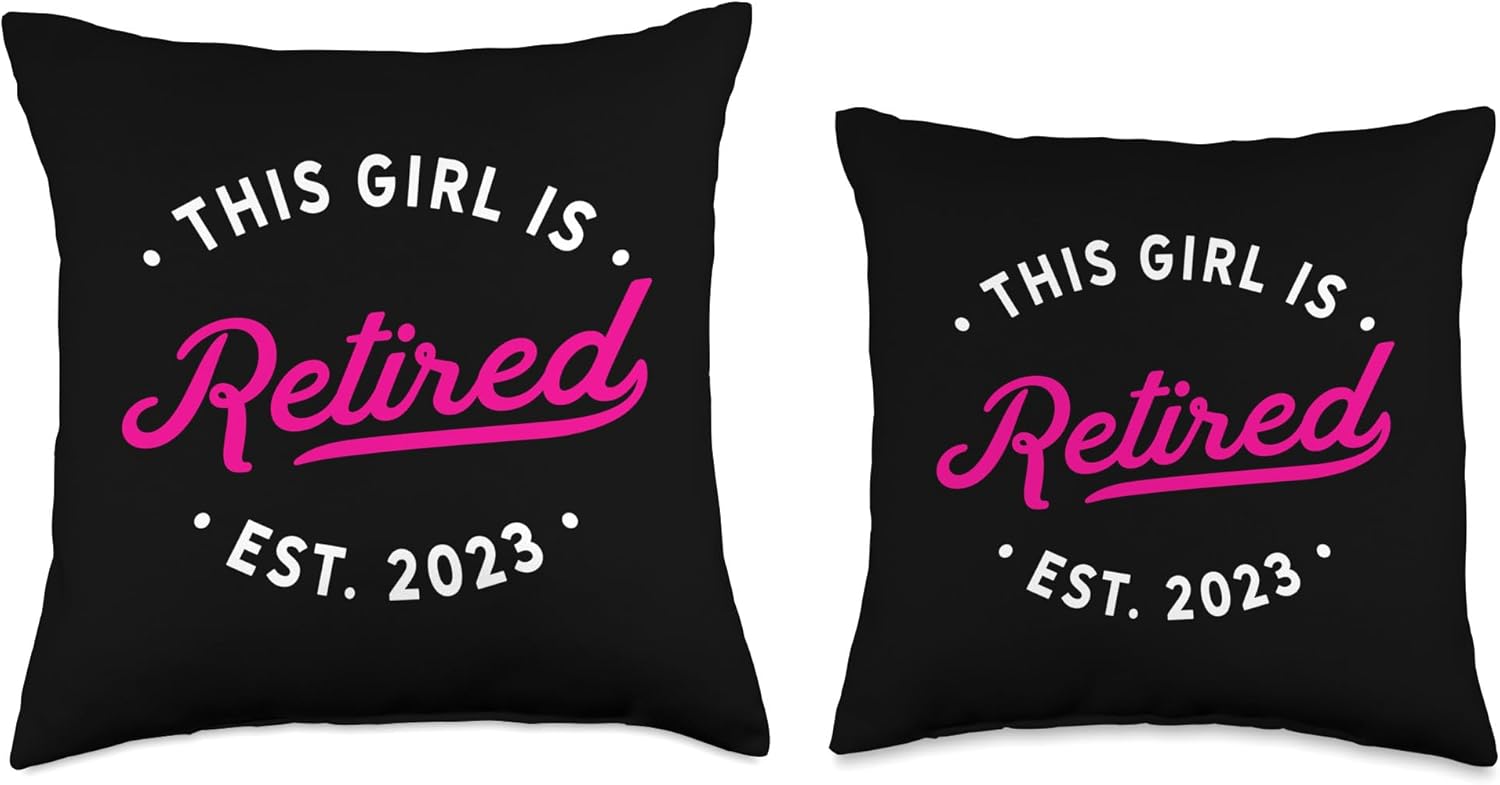 This Girl Is Retired EST 2023 Retirement Gifts Tee This Girl 2023 – Divertida almohada para mujer, mamá y abuela, 18 x 18 pulgadas, multicolor