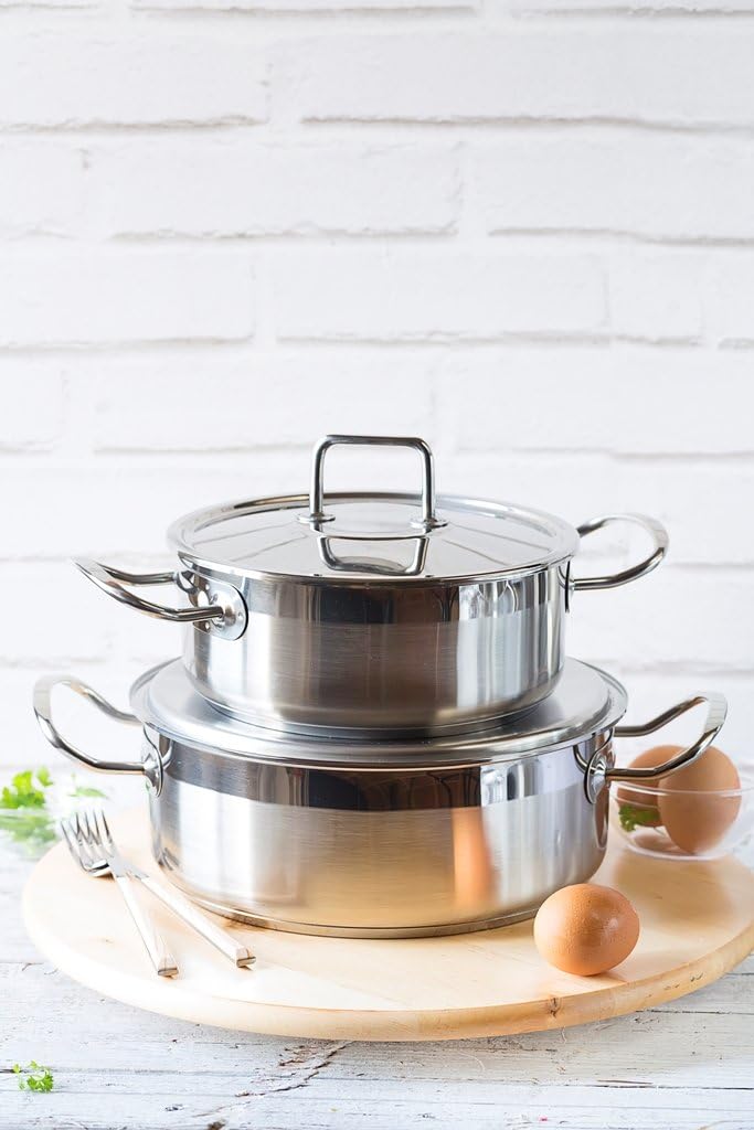 BRA Professional Saucepan with Stainless Steel Lid, 1810, Grey, 24 cm