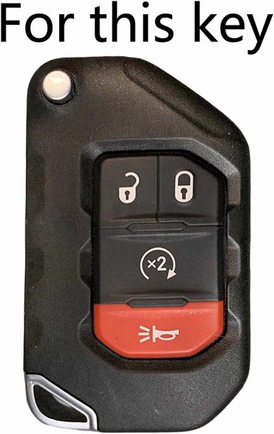 2 piezas de silicona 4 botones remoto clave caso Fob Shell cubierta para Jeep Wrangler Gladiator 2023 2022 2021 2020 2019 2018 reemplazo de coche