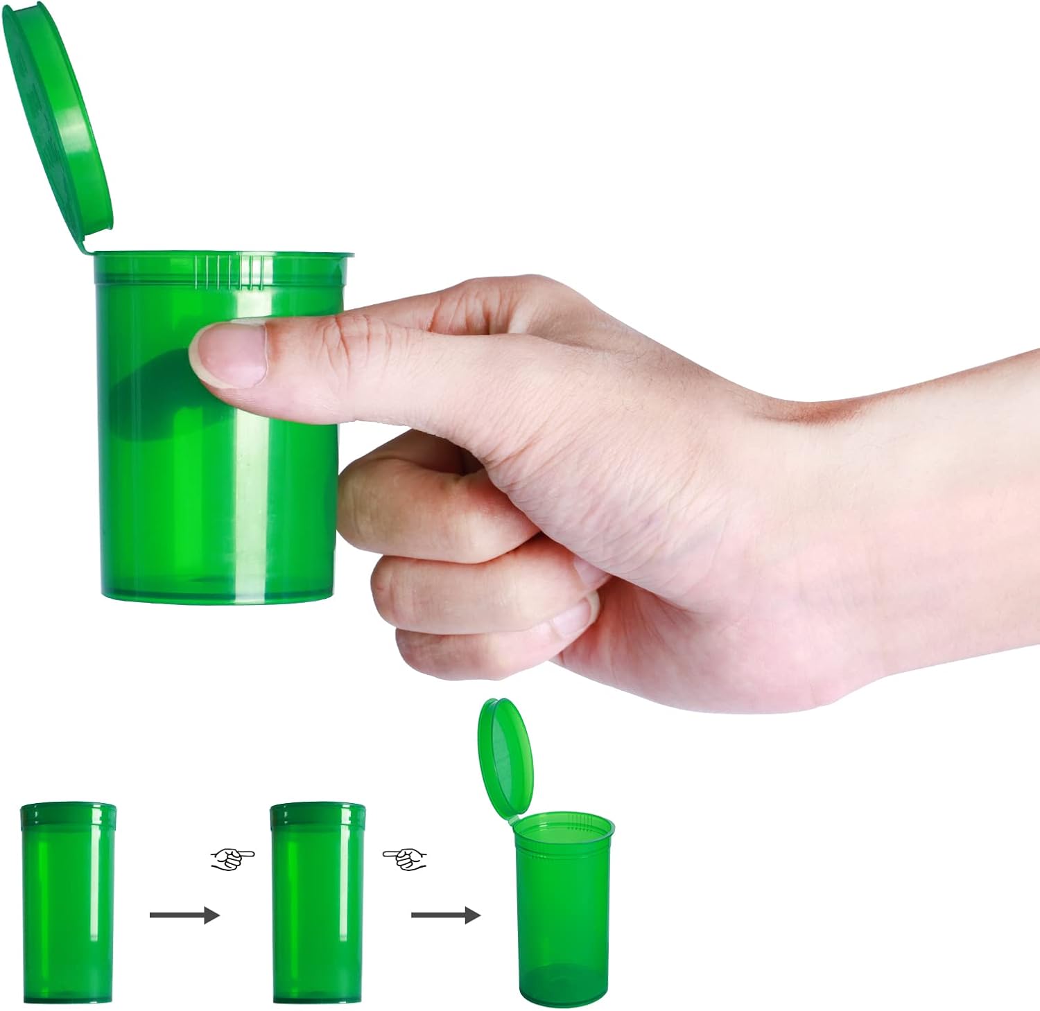 12 frascos vacíos de plástico con receta, botellas herméticas impermeables para píldoras con tapas superiores para juntas (30 dram, verde