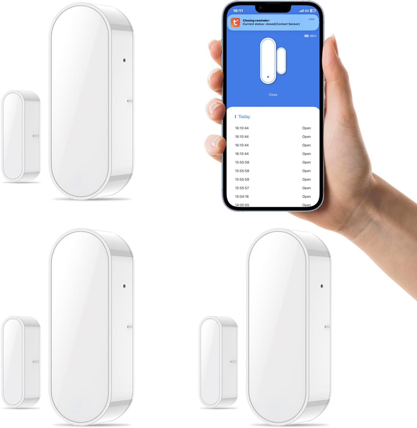 HEIMAN Sensor de puerta WiFi, alarma inteligente de sensor de puerta de ventana, sensor de contacto para seguridad del hogar, detector magnético