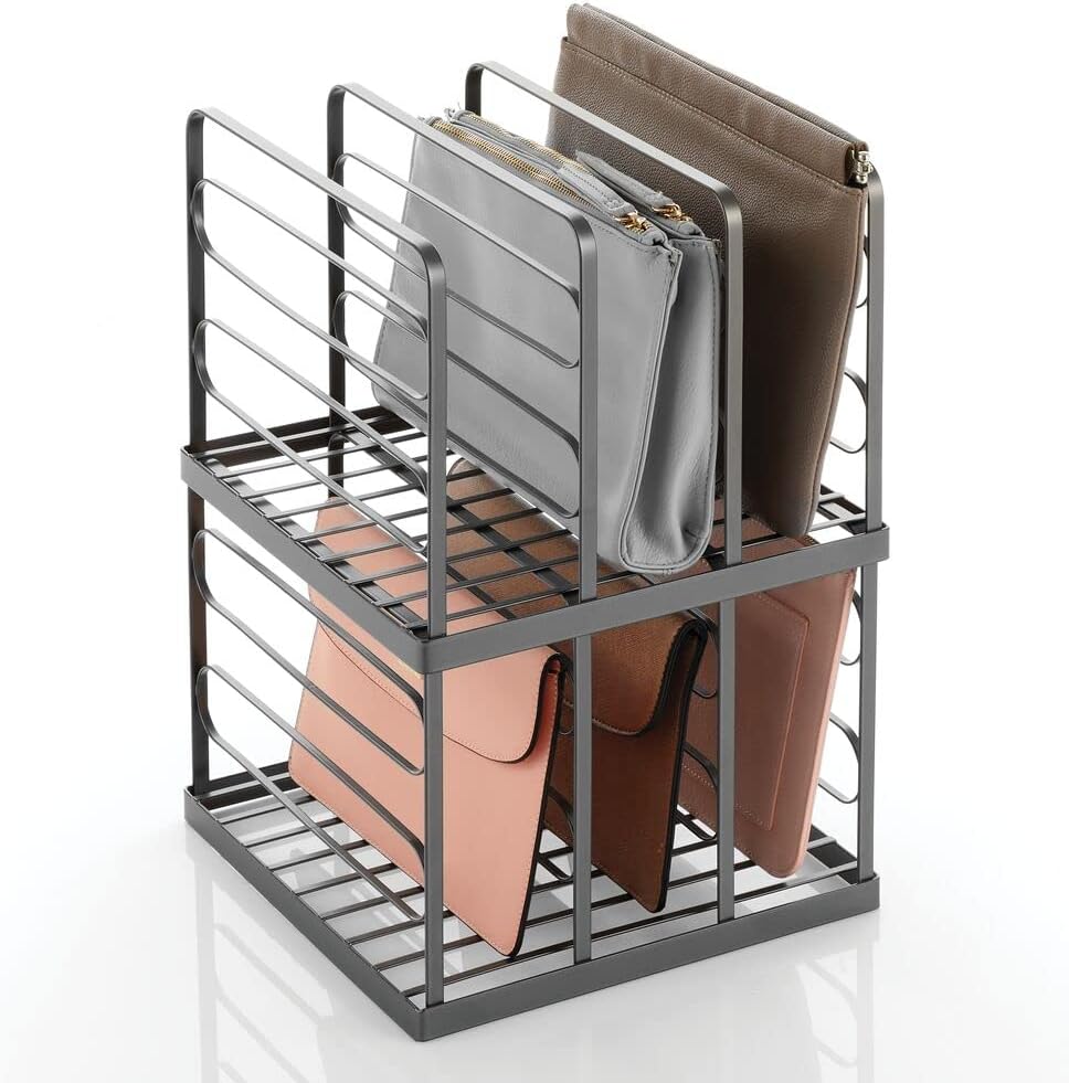 mDesign Organizador apilable de metal dividido para armarios, dormitorios, aparadores, estantes, solución de almacenamiento de estantes para