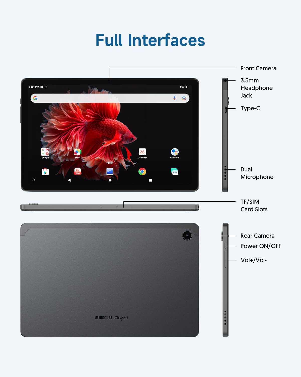 ALLDOCUBE Tableta Android 2K FHD 10.36 pulgadas Tablet PC 8 GB RAM 256 GB ROM y 2 TB Expandir Octa Core Helio G99 Procesador Gaming Tablets