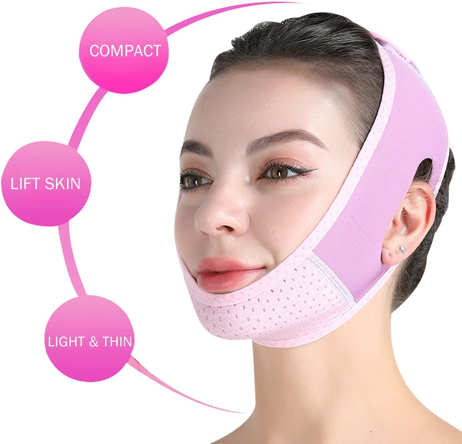 Mascarilla facial reutilizable con línea en V, vendaje de protección facial para mujer, lejos de la doble barbilla, cinturón de elevación para