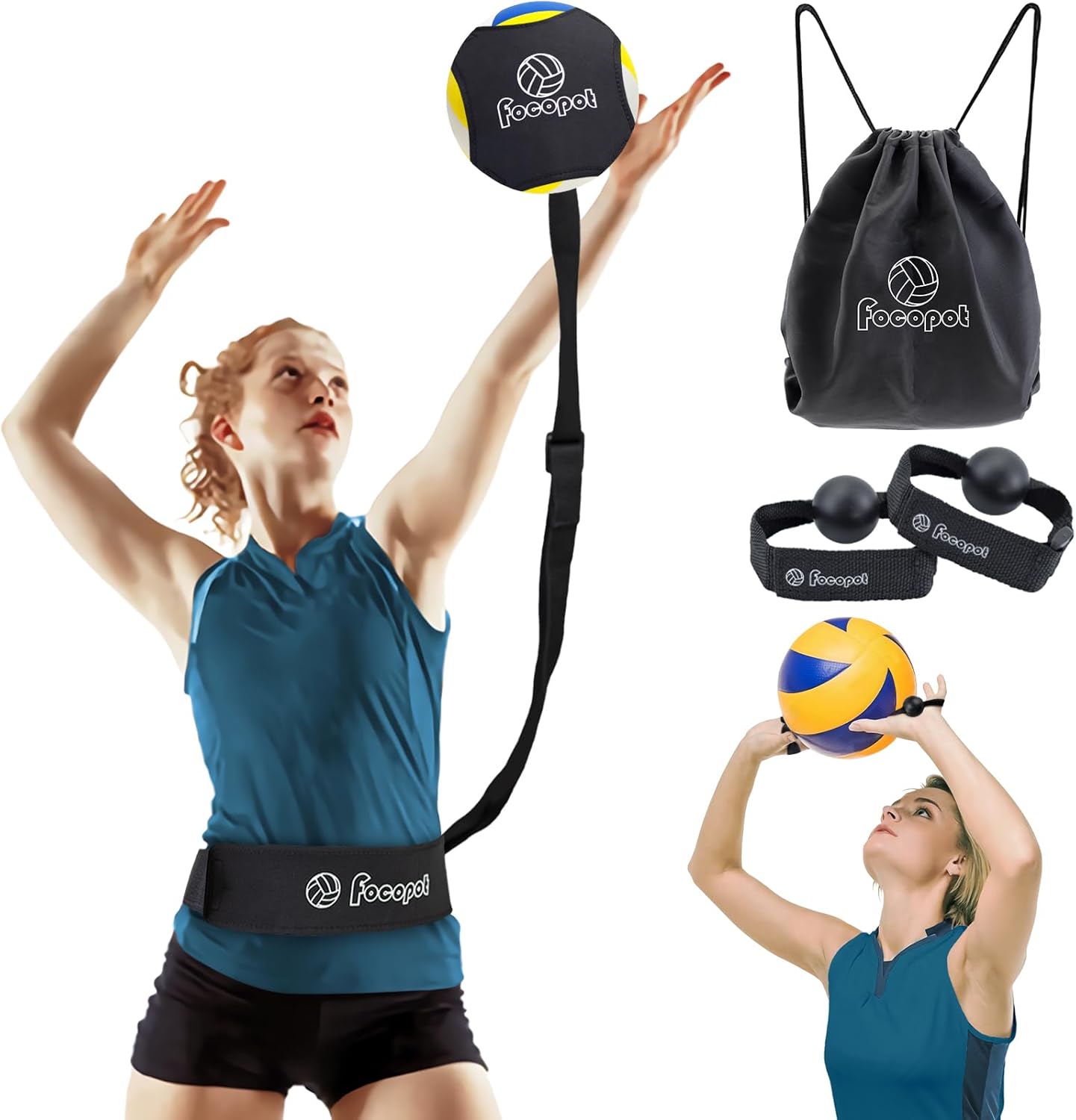 Equipo de entrenamiento de voleibol, entrenador de voleibol en solitario para practicar servir, pinchar, establecer y pasar, regalo perfecto para