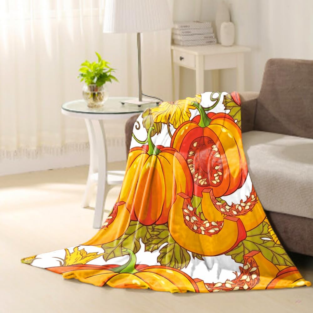 Manta decorativa de otoño para bebé, manta de forro polar para otoño, manta de calabaza naranja para niños pequeños, cuna, sofá, manta ligera y