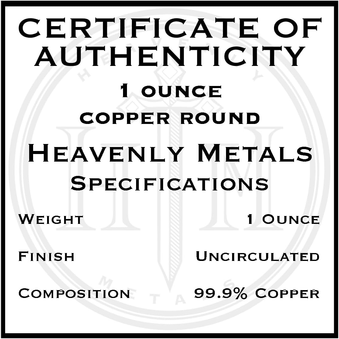 Apollo 11 Moneda de lingotes redondos de cobre puro .999 de 1 oz en cápsula – COA por Heavenly Metals