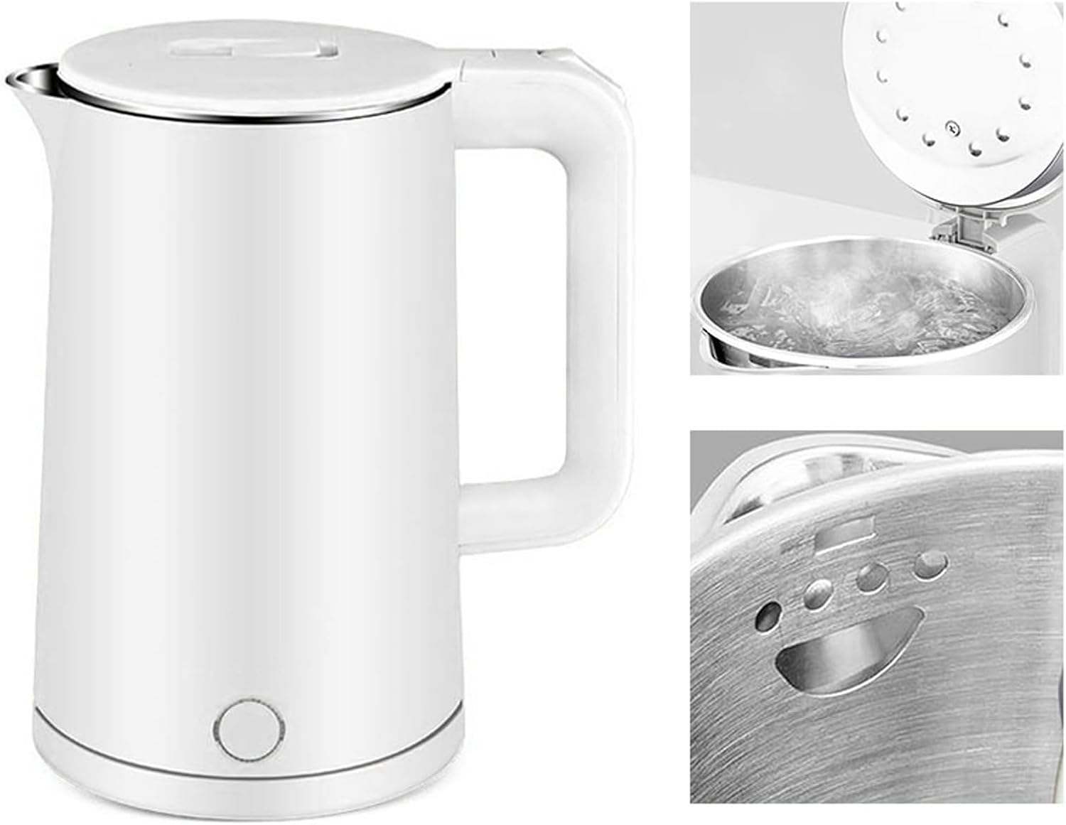 Tetera de calentamiento rápido, 4 de protección de seguridad, 2.3L, hervidor eléctrico de acero inoxidable, doble capa, antiesclado, apagado