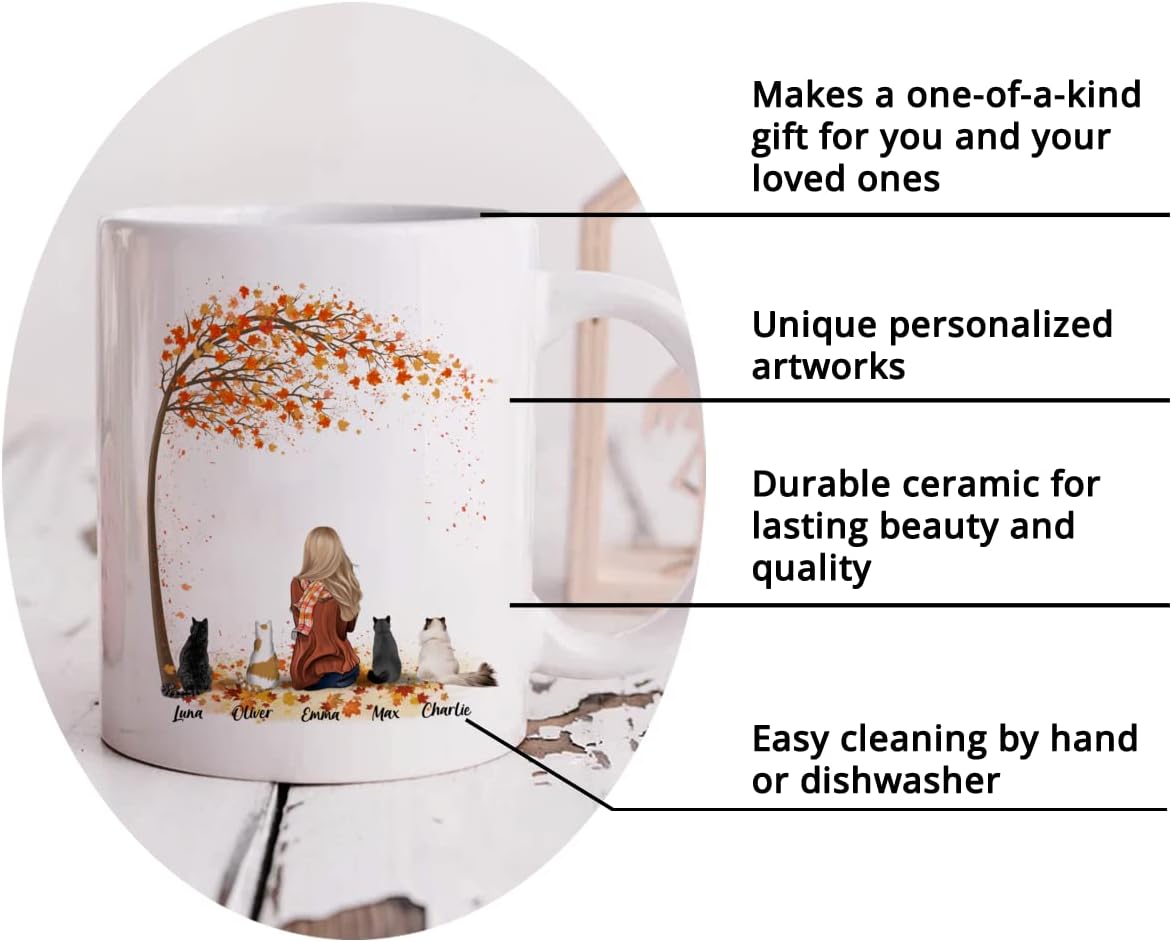 Gossby Taza de café personalizada con diseño de gato para mujer, regalo personalizado para mamá de gato con diseño, nombre, raza de gato,