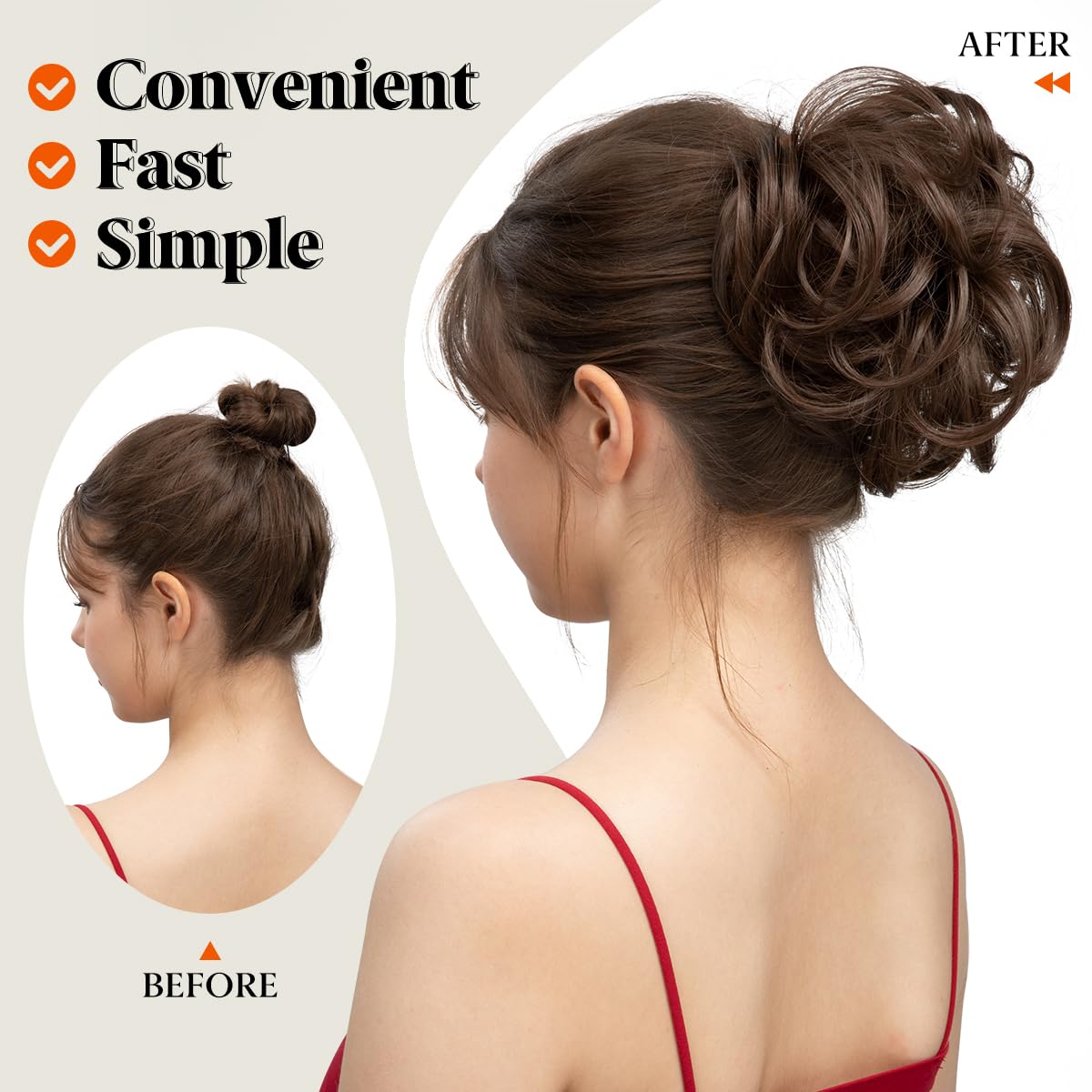 Peine de moño desordenado con clip lateral para mujer, corto, natural, lacio, versátil, ajustable, fácil de peinar, rubio oscuro C