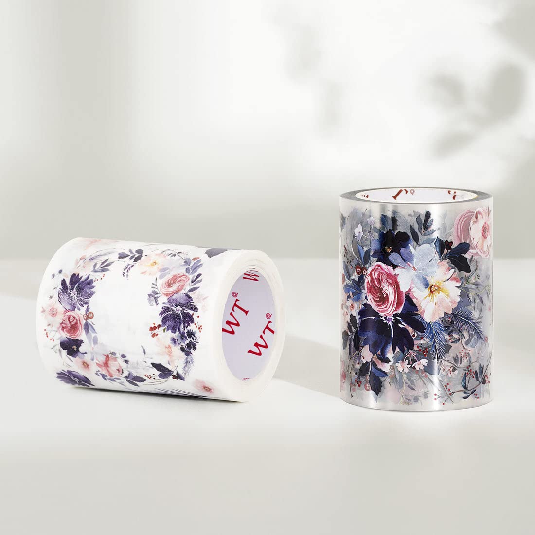 WT Frosty Rose – Cinta ancha de PET, rollo individual, diseños originales, cinta decorativa floral, cinta transparente para manualidades para