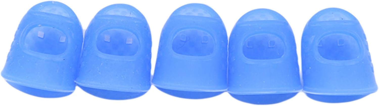 Hsakess – 5 protectores de dedos de guitarra, protectores de dedos de silicona para guitarra, transpirables, color azul oscuro