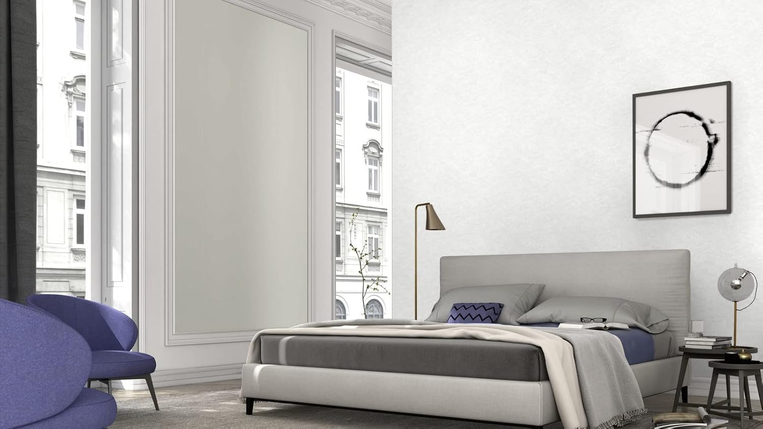 CONCORD WALLCOVERINGS  Papel tapiz moderno con textura abstracta, pared decorativa de vinilo, blanco, 21 pulgadas x 33 pies (57 pies cuadrados),