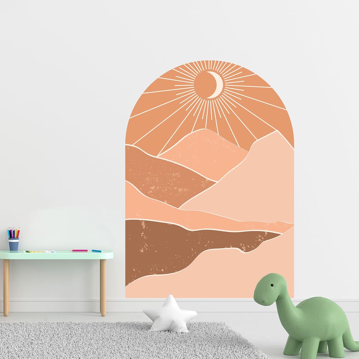 Vinilo decorativo para pared de arco moderno de amanecer, arco bohemio, extraíble, autoadhesivo, para sala de estar, cabecera, dormitorio de niños y