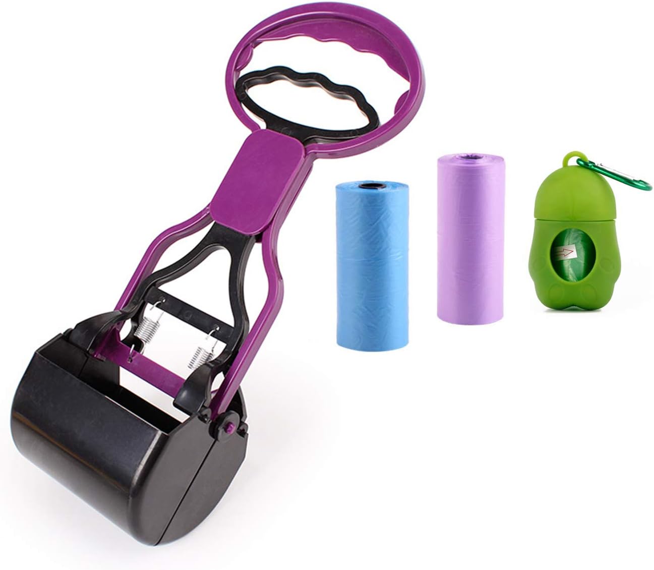 Recogedor de excrementos para perros, recogedor portátil para excrementos de mascotas con bolsa de basura y dispensador de bolsas de excrementos,