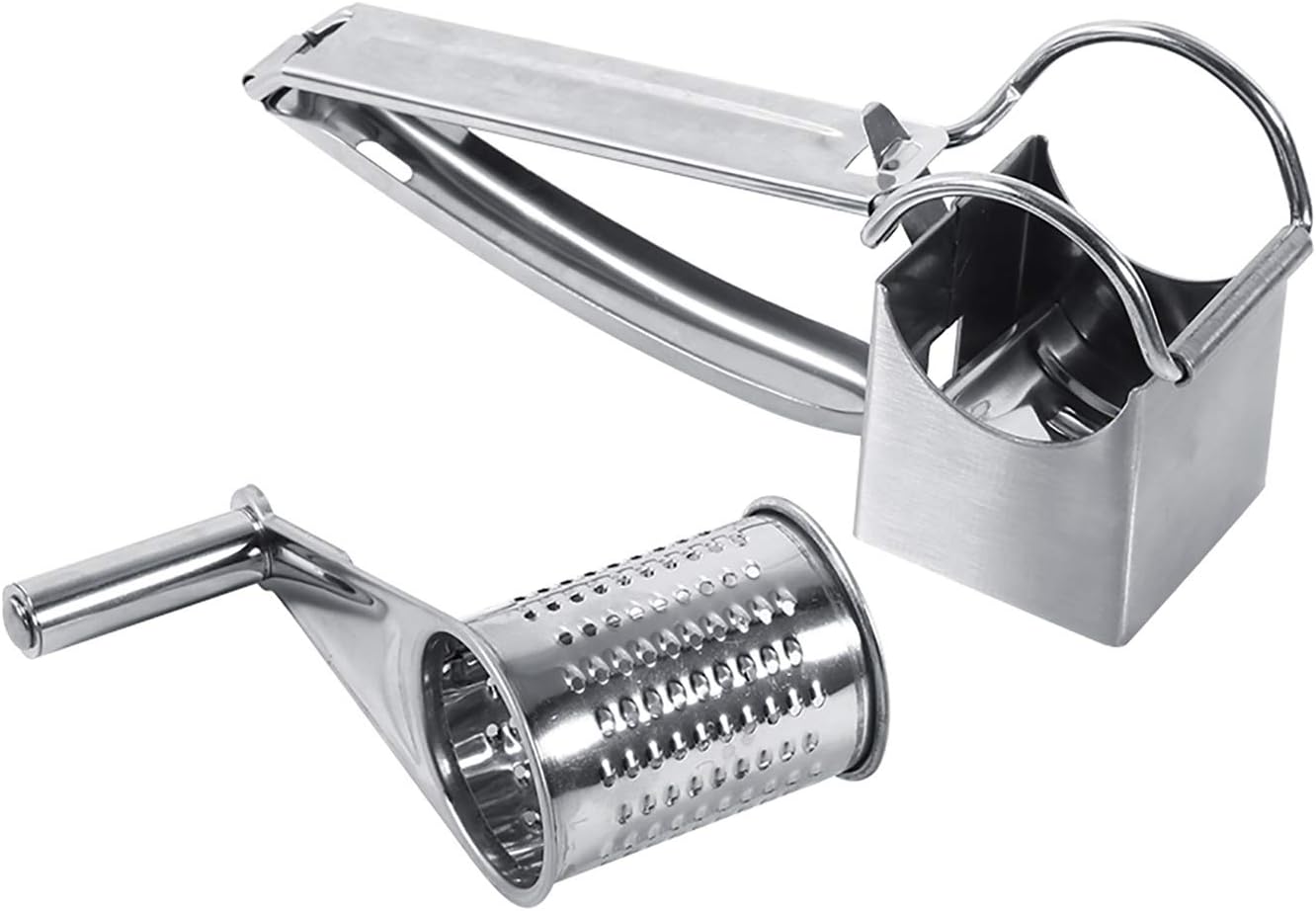 CHICIRIS Rallador de queso rotativo, rallador manual de queso de acero inoxidable, multifuncional manual de mano, triturador de queso, cortador para
