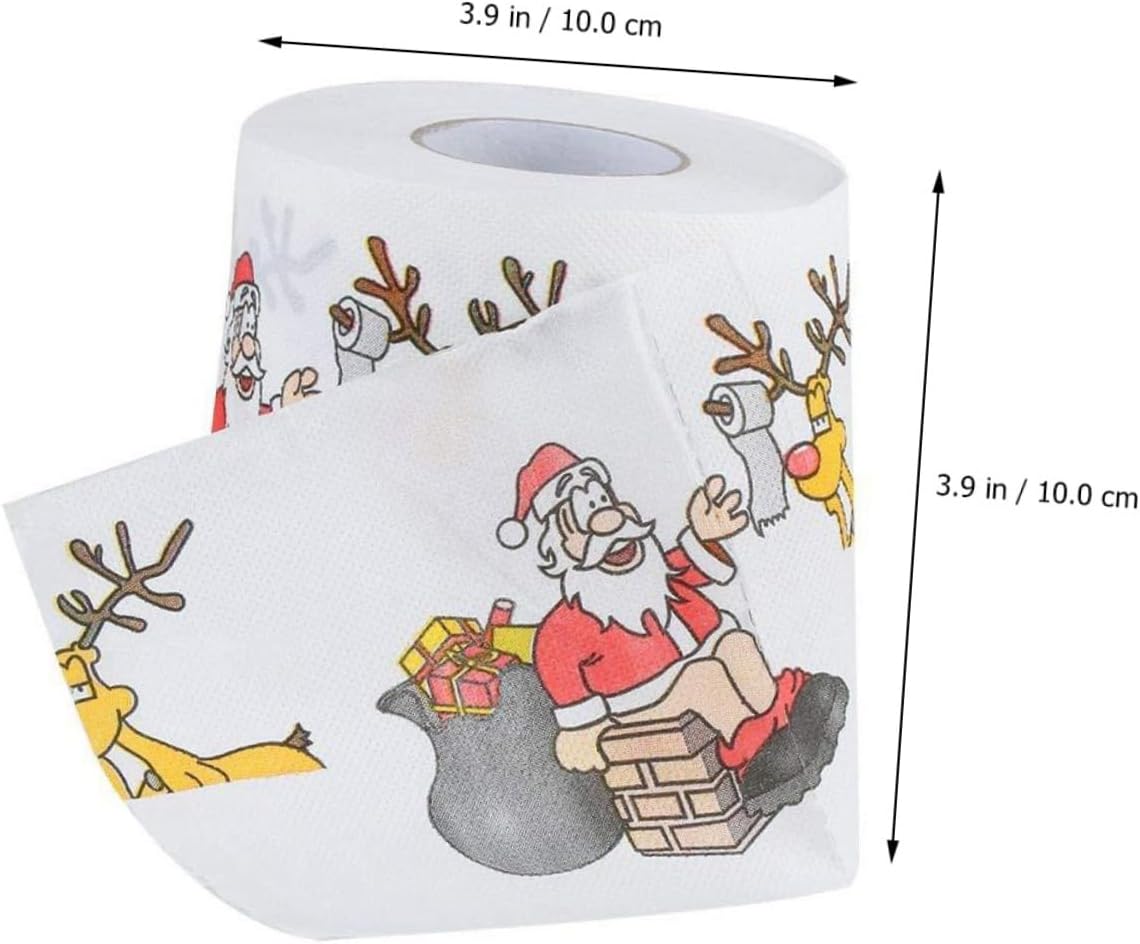 Didiseaon 5 rollos de papel higiénico navideño divertido papel higiénico de Navidad impreso suministros de fiesta Feliz árbol de Navidad,
