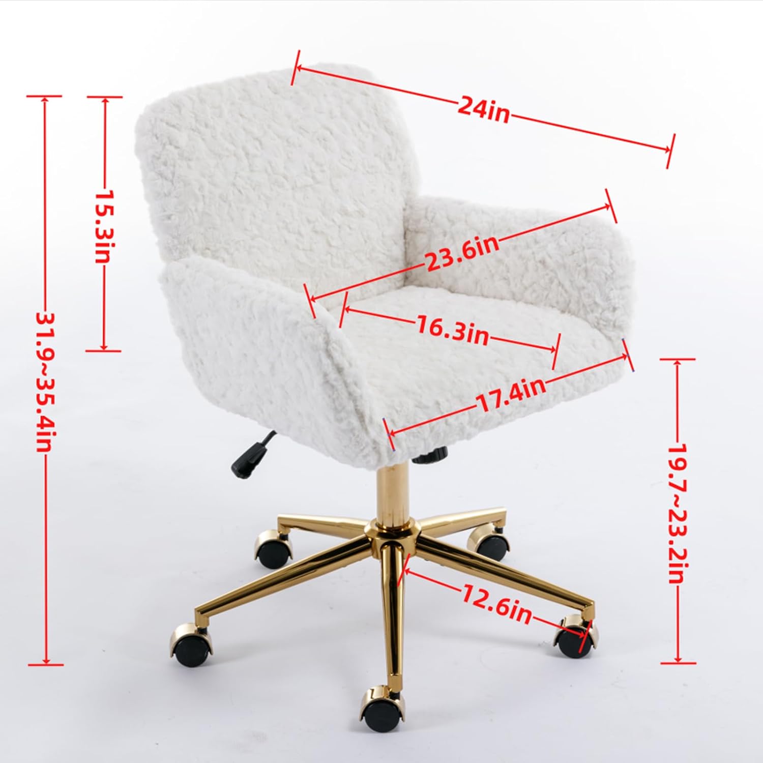 Silla de tocador blanca, silla de escritorio, pequeña silla giratoria ajustable para maquillaje en casa, linda silla con forma de carcasa con patas