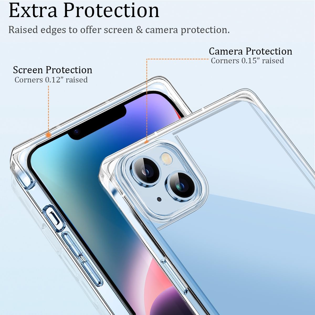 Funda cuadrada compatible con iPhone 15 de 6.1 pulgadas, funda transparente con esquinas cuadradas reforzadas, TPU suave + policarbonato a prueba de
