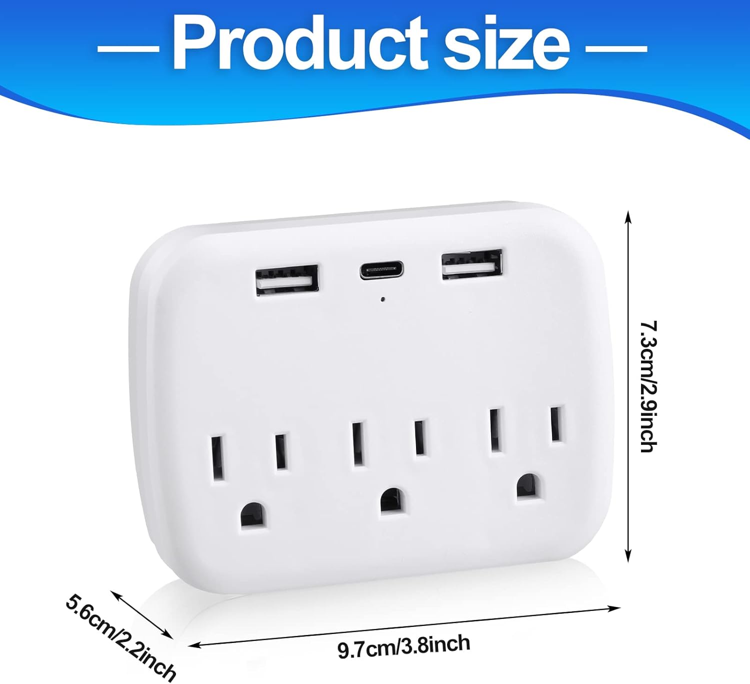 Cruise Power Strip Cruise Essentials – Extensor de salida de protección sin sobretensiones con puertos de salida USB, adaptador de viaje portátil,