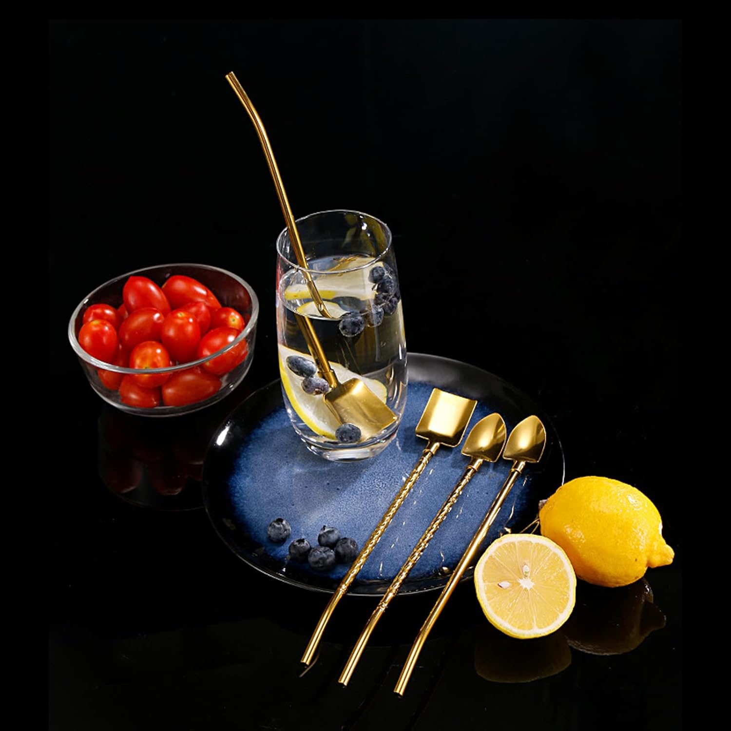 Cucharas de té helado con mango largo de 8.46 pulgadas de largo, cuchara de sandía, cuchara de cóctel de acero inoxidable, adecuada para cucharas de
