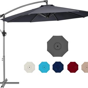 Sombrilla de patio con base incluida, sombrilla de 10 pies para jardín con 8 varillas y resistente a los rayos UV Sombrilla de patio con base incluida, sombrilla de 10 pies para jardín con 8 varillas y resistente a los rayos UV