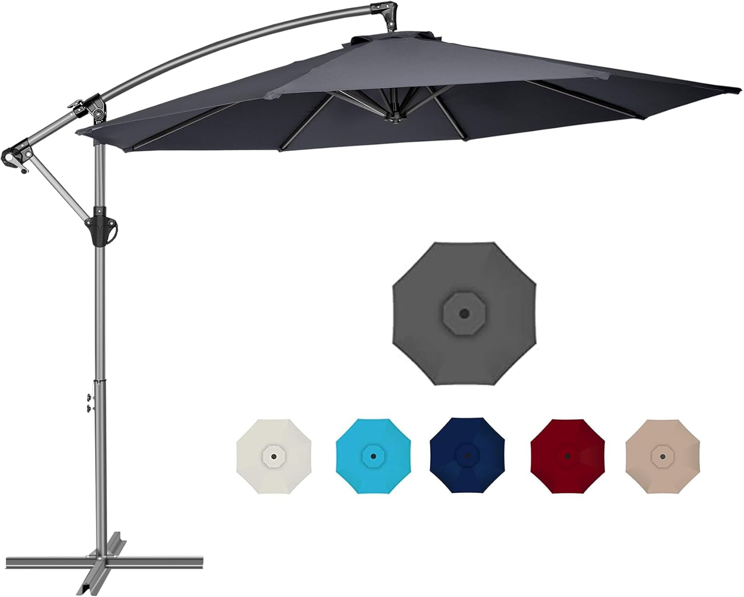 Sombrilla de patio con base incluida, sombrilla de 10 pies para jardín con 8 varillas y resistente a los rayos UV