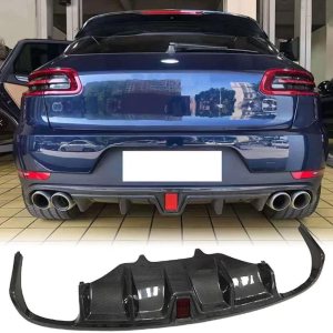 Difusor trasero de fibra de carbono para Porsche Macan Sport Utility 2014-2020, cubierta de parachoques, alerón de labio inferior, protector de Difusor trasero de fibra de carbono para Porsche Macan Sport Utility 2014-2020, cubierta de parachoques, alerón de labio inferior, protector de