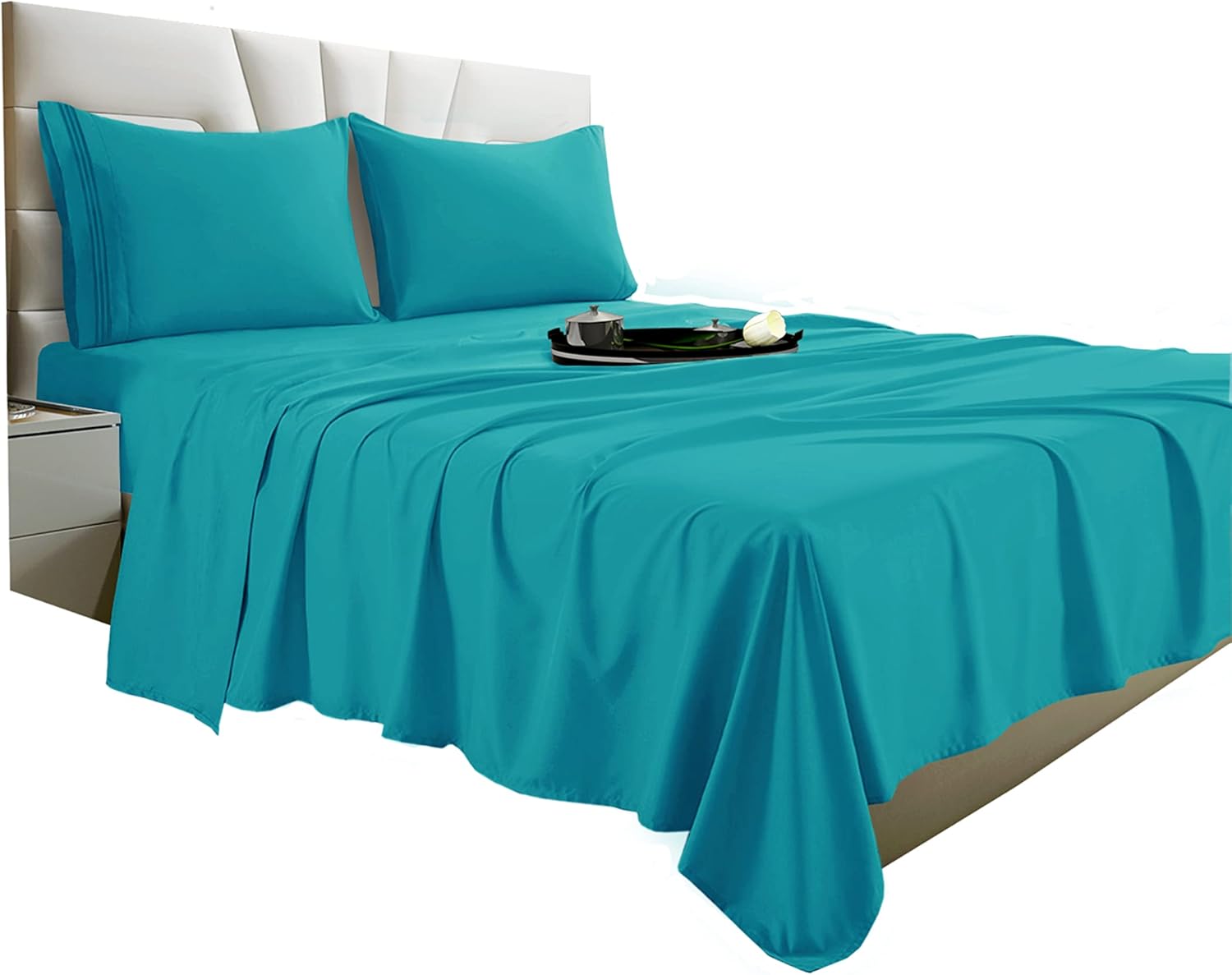 Juego de sábanas tamaño individual XL, sábanas y fundas de almohada de 4 piezas para hotel de lujo de la serie 1800, sábanas ultrasuaves,