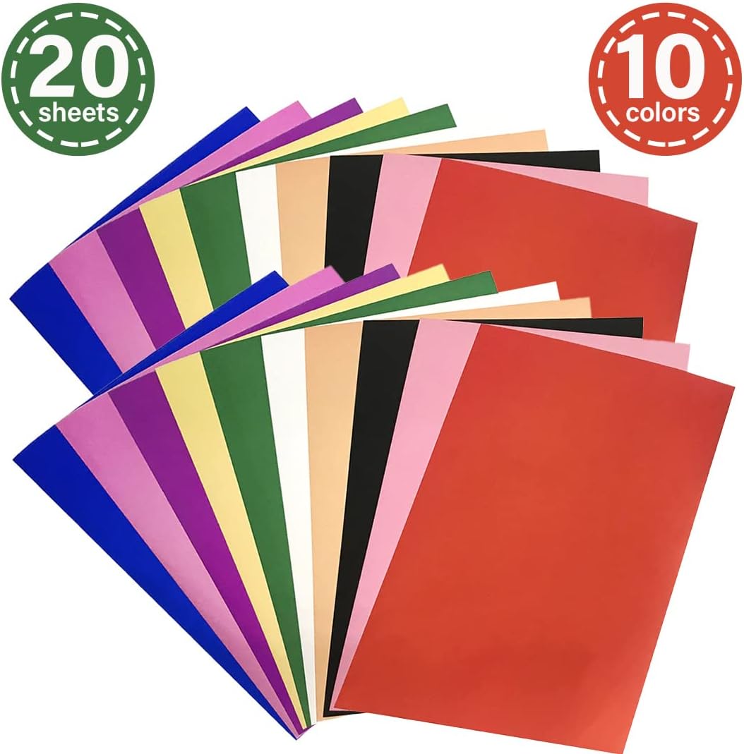 Misscrafts 20 hojas de cartulina metálica con purpurina A4, papel de manualidades de colores para proyectos de bricolaje, álbumes de recortes (A4,
