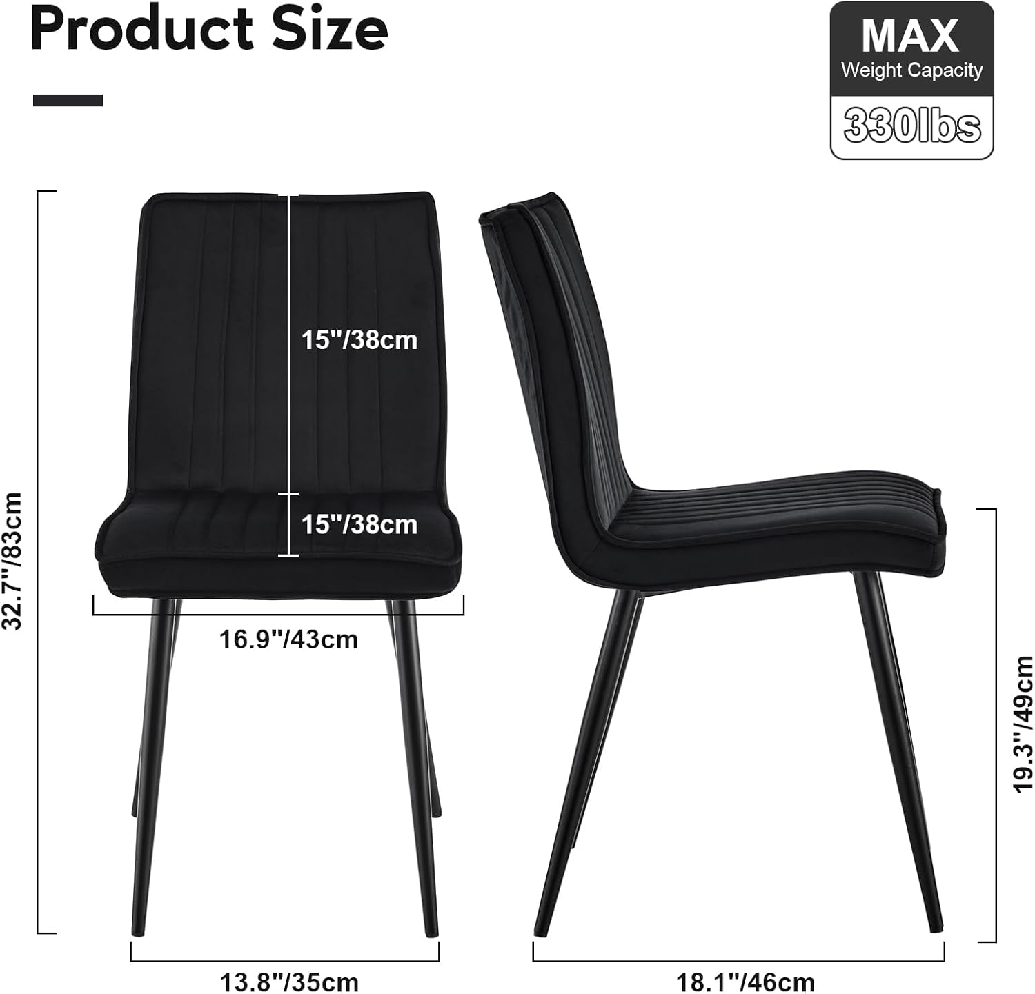CLIPOP Juego de 2 sillas de comedor modernas de terciopelo, sillas de comedor modernas de mediados de siglo con respaldo, asiento tapizado, patas de