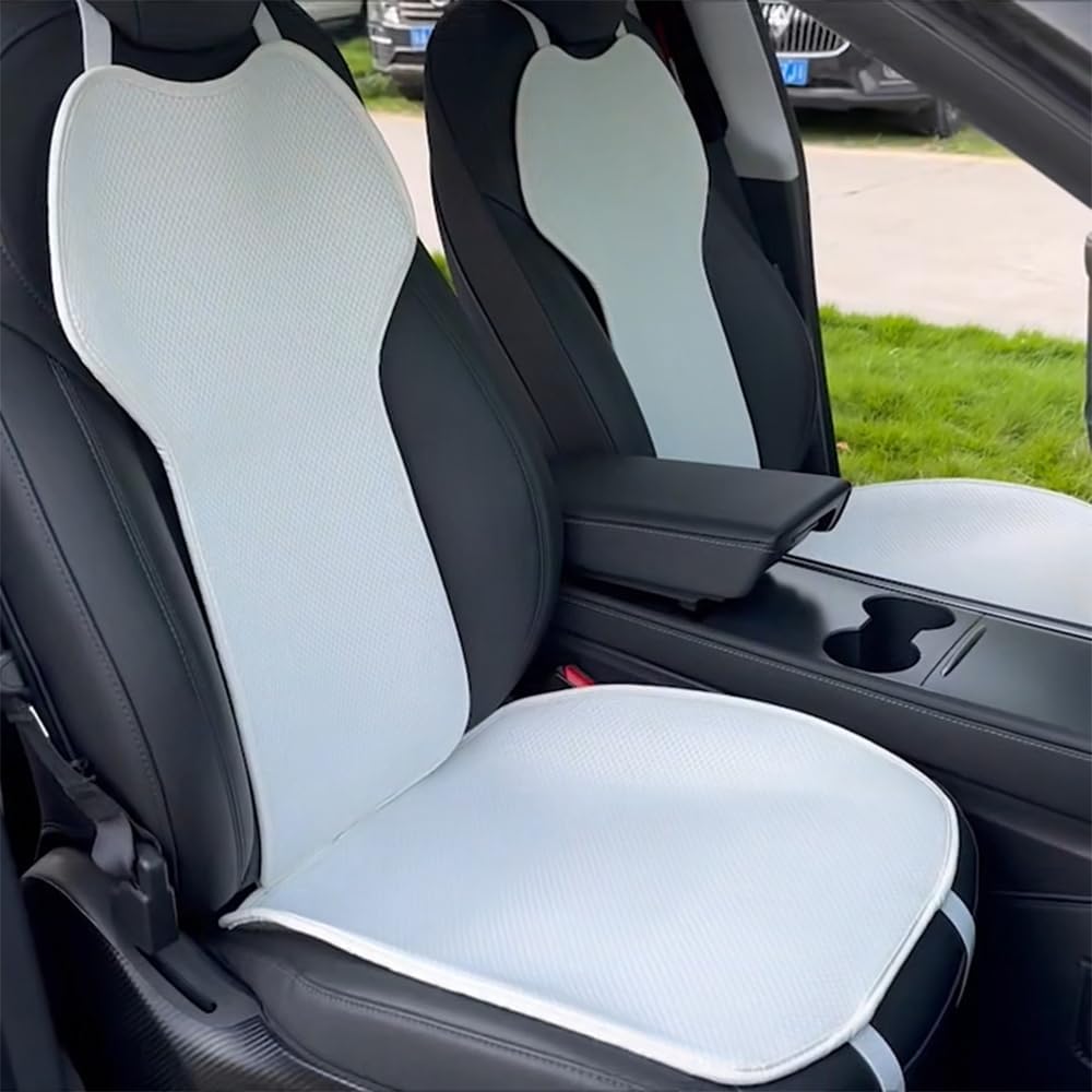 Car Seat Mat Pad Protector Covers,Driver Front Rear Seat Bench Cushion Cover,for Tesla Model 3 seat Cover Set 2017-2022,Ice Silk Anti-Dirty White