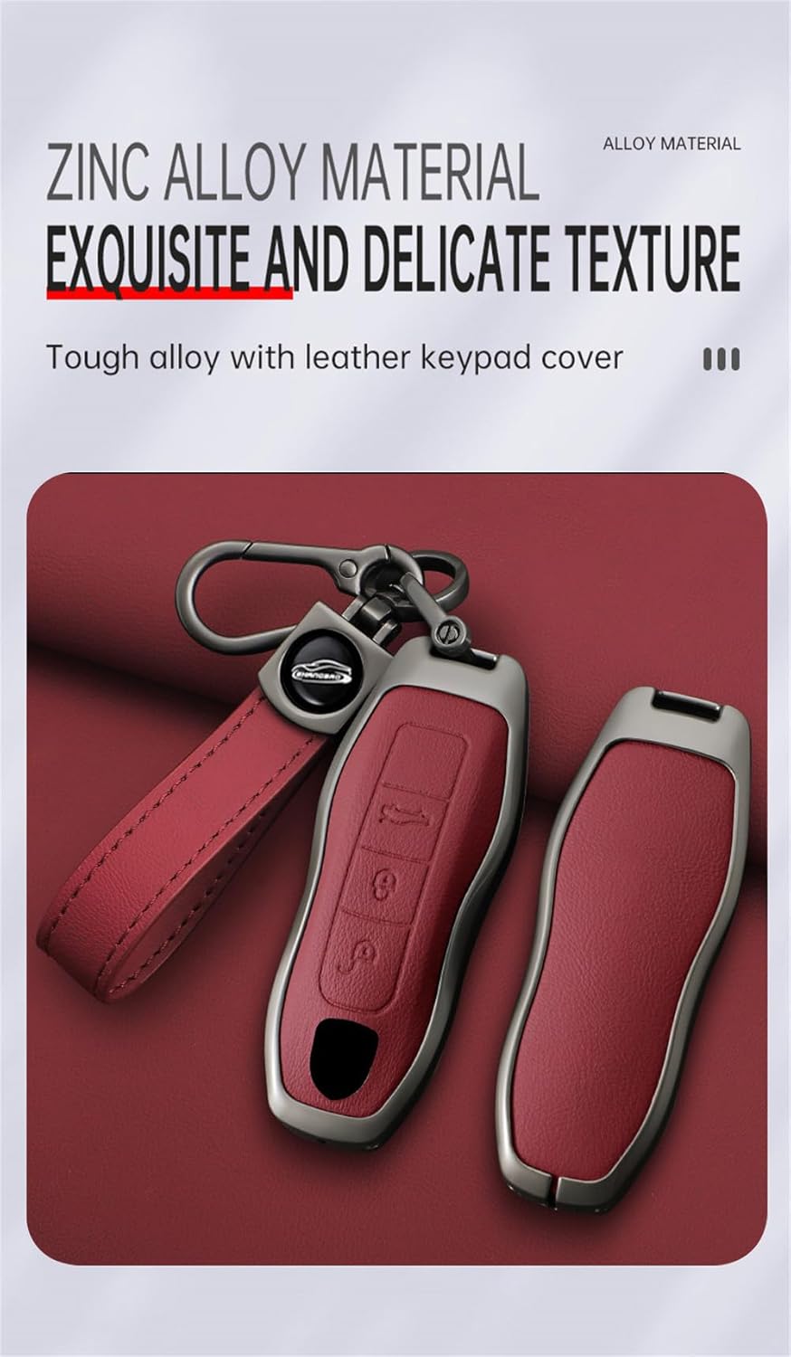 Funda de cuero para llavero Porsche, protector de llave de metal, apto para Boxster Cayenne Panamera Cayman Macan Carrera 911 991