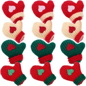 EXCEART Mini guantes de punto de Navidad, 16 unidades, guantes de Papá Noel, para hacer muñecas, decoración para botellas de vino, sombrero para EXCEART Mini guantes de punto de Navidad, 16 unidades, guantes de Papá Noel, para hacer muñecas, decoración para botellas de vino, sombrero para